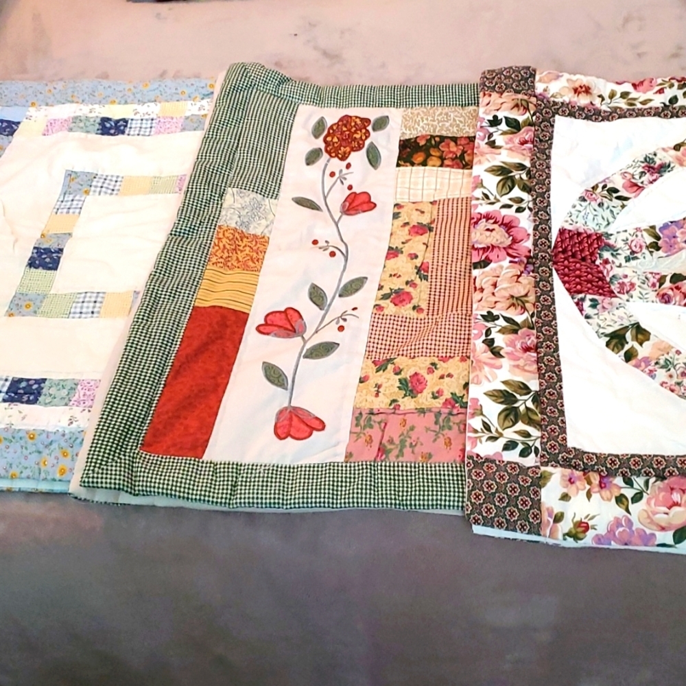 Bunch of 3 Patchwork regular size Pillow Shams all different